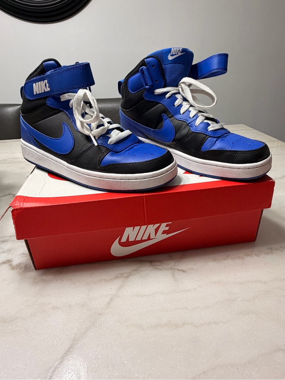 Nike Black and Blue High-Top Basketball Sneakers